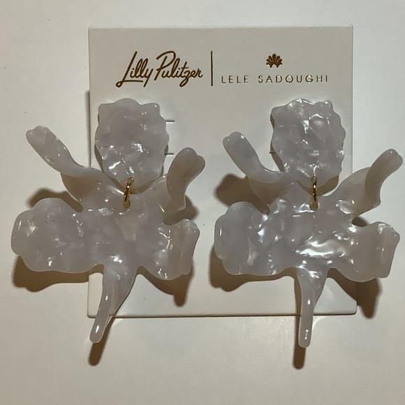 Lilly Pulitzer x Lele Sadoughi Limited Edition Lily White Earrings New - Picture 2 of 4